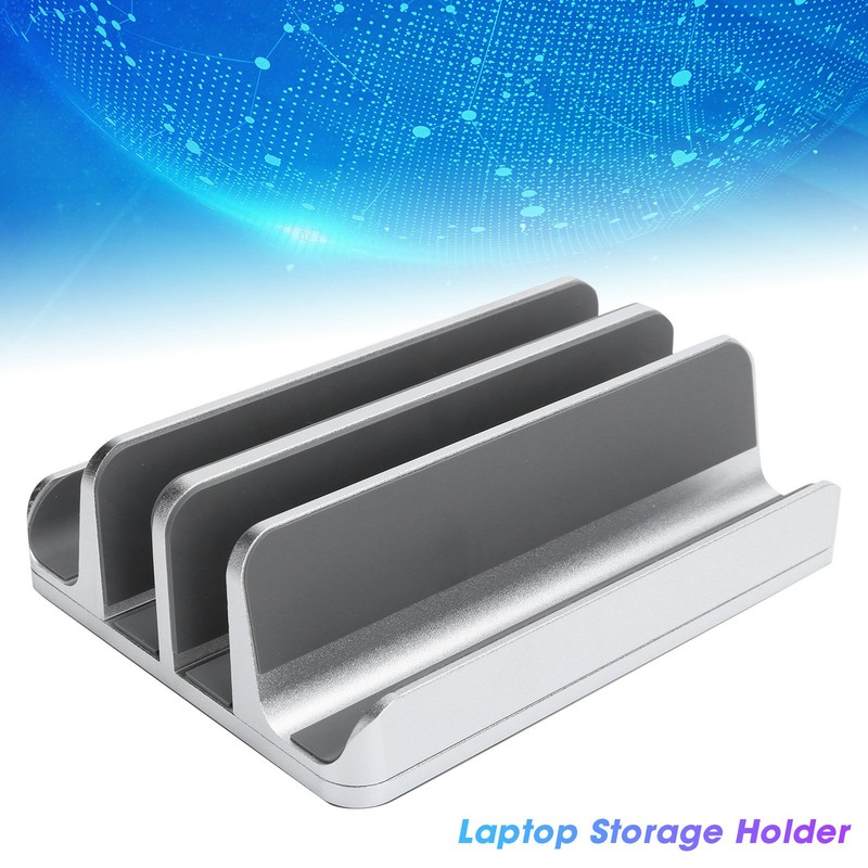 Laptop Organizer Aluminum Alloy Vertical Stand Adjustable Dual Slot for