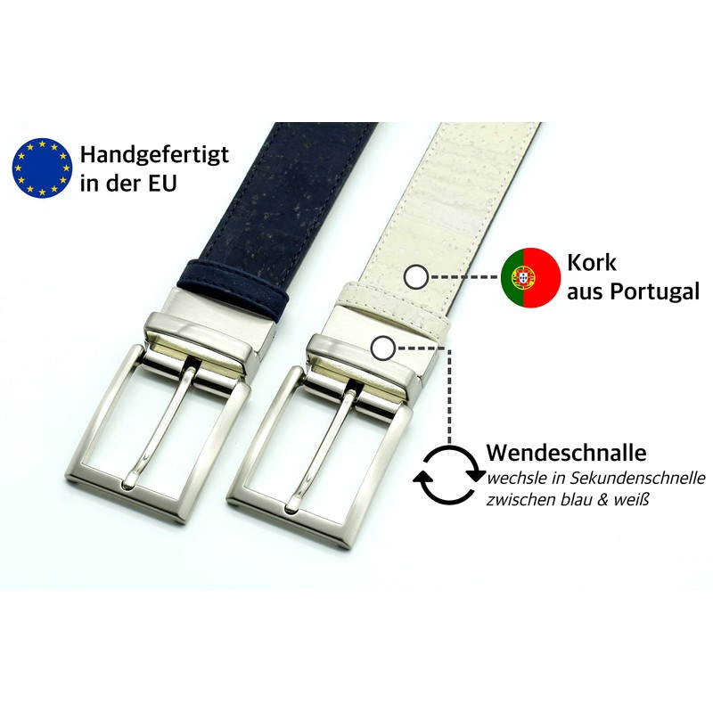 Men's Reversible Cork Leather Belt for Men Cork 35mm Wide,