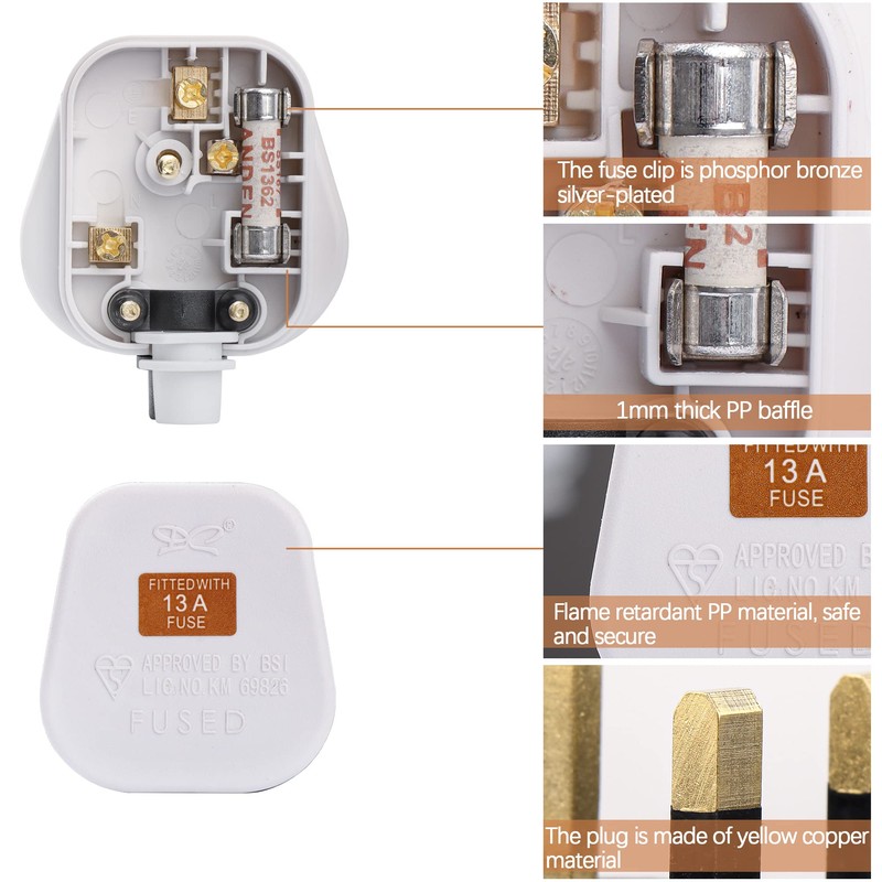 2 Pack 3 Pin Plug UK 13 Amp Plugs Fused