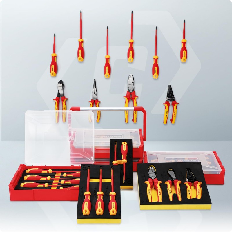 CRIPOP Insulated Wire Stripper and Cutter with EVA Storage Box,