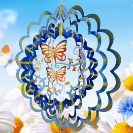 Hippolytusiart Butterfly Wind Spinner Hanging,12In 3D Wind Spinners Outdoor Butterfly Gifts for Women Mom Grandma Wife Father,Mandala Wind Spinner Garden Decorations Yard Art Christmas Ornament