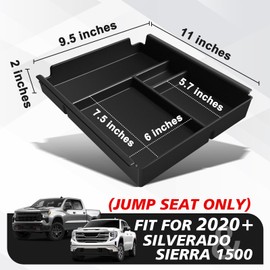 Muslogy Center Console Organizer Compatible with 2020-2025 Chevy Silverado/GMC Sierra 1500 Accessories Storage Insert Box Console Armrest Divider(Jump Seat ONLY) - Upper Organizer