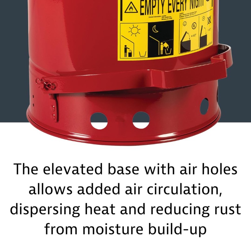 Justrite 10 Gallon Galvanized Steel Oily Waste Can, 18" x