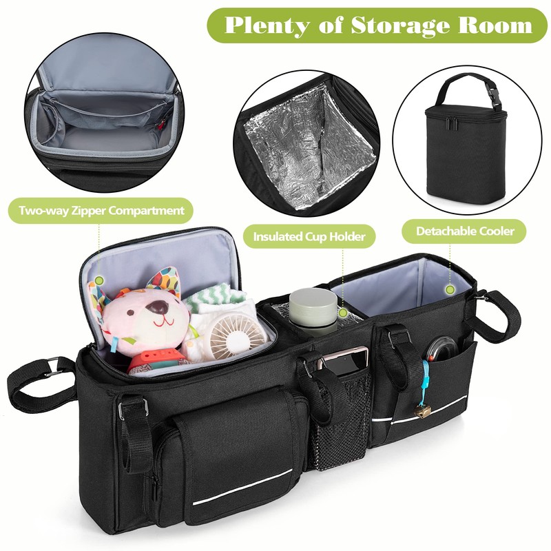 HODRANT Hanging Double Stroller Organizer, Compatible with Baby Jogger City