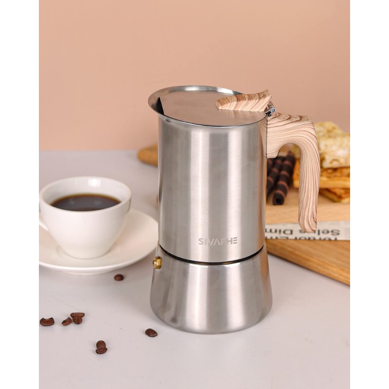 Sivaphe Stainless Steel Stovetop Espresso Coffee Maker, 6cups Espresso pot,