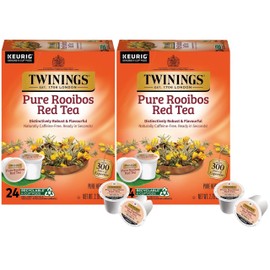 Twinings Pure Rooibos Red Tea K-Cup Pods for Keurig, 24 Count (Pack of 2), Natural, Slightly Sweet Taste, Naturally Caffeine-Free, Enjoy Hot or Iced