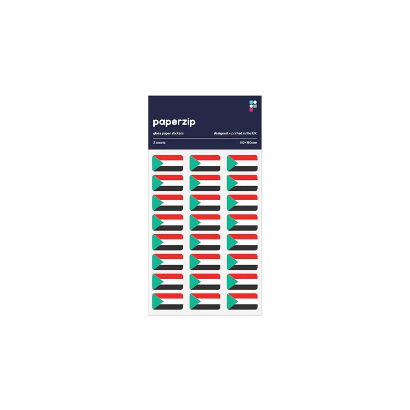 PAPERZIP - Sudan Flags – 48 Stickers for Business, Schools,