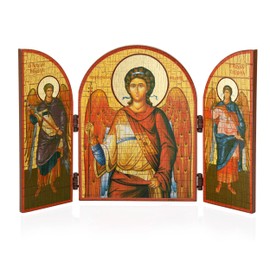 NKlaus Archangel Michael Icon Triptych MDF Wood 25 x 16 cm Christian 13818