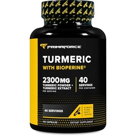 Primaforce Cúrcuma con Bioperina 120 Cápsulas, 2300 Mg por Porción - Suplemento Dietético, 40 Porciones