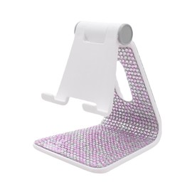 Amamcy Bling Rhinestone Phone Holder for Desk Sparkle Crystal Phone Stand Desktop Phone Holder Angle Adjustable for All Mobile Phone