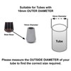 10mm Rubber Feet, Grey Tube End Caps, Pack of 4