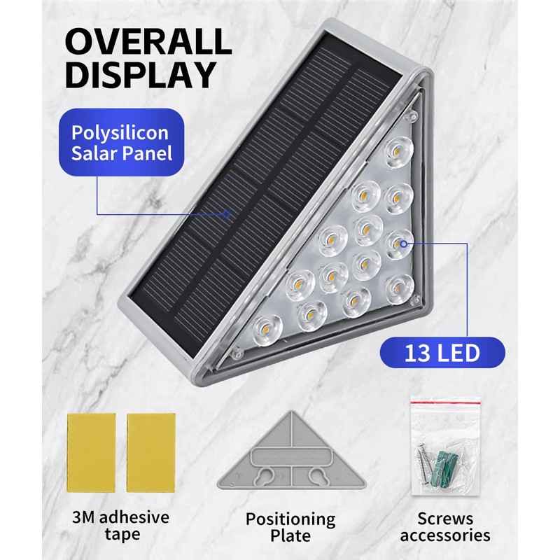 Clora 4 Pack Solar Outdoor Step Lights Triangle IP68 Waterproof