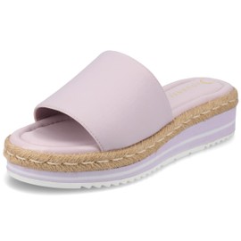 Journee Womens Braided Espadrille Wedge Heel Open Round Toe Slip On Neoprene Rosey Platform Slide Sandal Lilac, 11 Wide