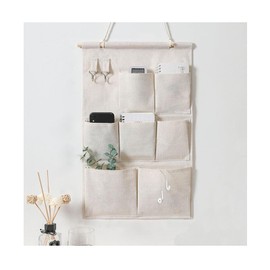 Wall Pocket, Wall Storage, Door Hanger Pocket, Hanging, Door Hanger Pocket, Wall Hanging, 3 Tiers, 7 Pockets, Hanging Storage Pocket, Foldable, Over the Door, Entryway, Small Storage Box (Off-White)