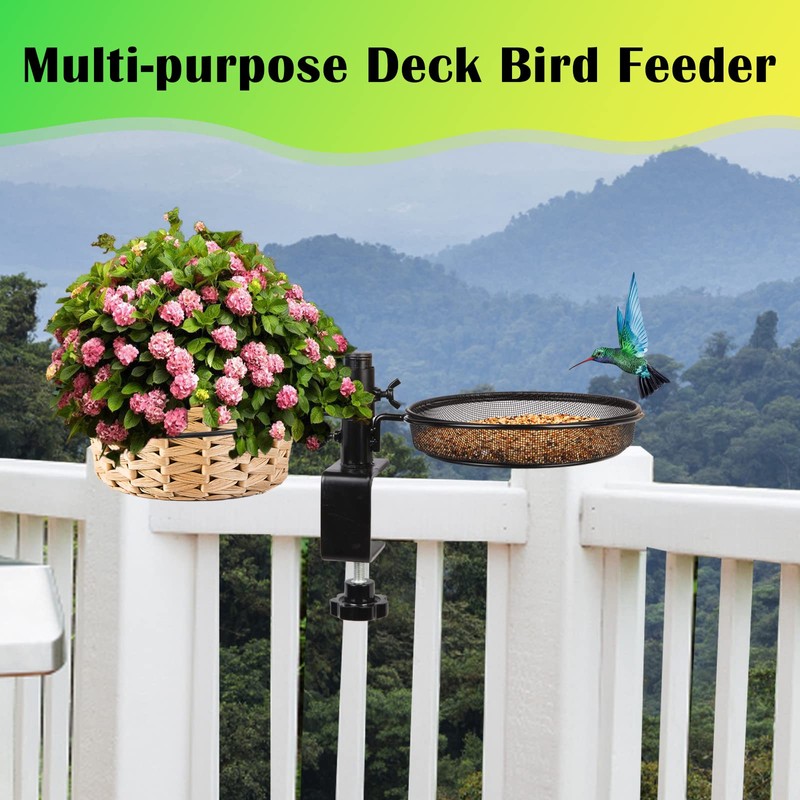 HRAYLTOP Deck Bird Feeders with Metal Mesh Tray and 2