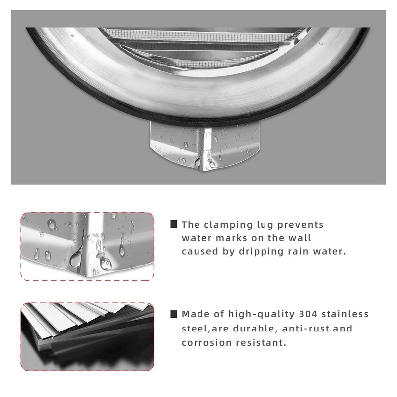 FRESH SPEED 4-Inch Round Stainless Steel Dryer Vent Covers Ventilation