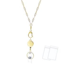 Retractable Lanyards for ID Badges Cuban Gold Necklace Chain Badge Lanyard for Women Stainless Steel ID Badge Holder