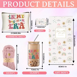 Best Dog Mom Gifts for Women, Dog Themed Gifts Set with Glass Cup, Funny Birthday Christmas Mother’s Day Gift Idea for Dog Lovers Owners