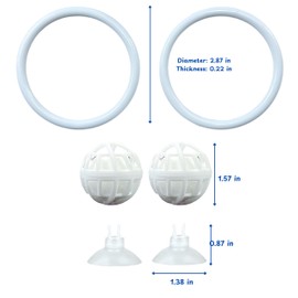 Betta Fish Exercise Ring and Filter Balls Set, Betta Ring Training Loop with Suction Cup and Nitrifying Ball, Betta Enrichment Toys, Aquarium Toys for Fish Turtle Tank Small Fish Tank (White, M-73mm)