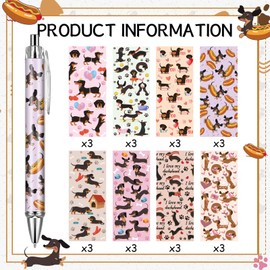 VorkiVecKi Dachshund Ballpoint Pens Gifts - 24 Pcs Retractable Black Ink Ball Point Pen 1.00 mm Cute Funny Office Supplies for Work School Fancy Gift for Women Men Teacher Students Dog Lover Christmas