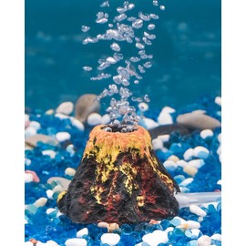 Uniclife Aquarium Volcano Ornament Kit, Fish Tank Decoration Mini Resin Volcanic Decor for Fish Tank Landscape Realistic Mountain with Air Stone Bubbler Airline Tubing Accessories for Oxygenation