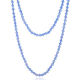 COLORFUL BLING Collar de 60 pulgadas de largo con abalorio de vidrio anudadas a mano sin fin, abalorio de vidrio, múltiples capas Infinity Lariat para mujeres y hombres, suéter de solapa de los años 20, Cristal Metal Vidrio, cristal