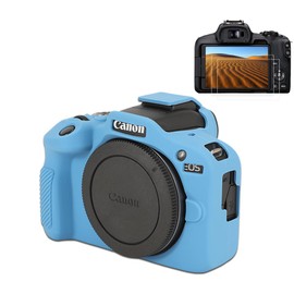 Pocoukate Case for Canon EOS R100 Camera, Soft Silicone Protective Cover Skin with EOS R100 Screen Protector Accessories for Canon EOS R100 Mirrorless Camera Silicone Case - Blue