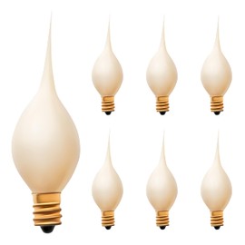 CWI 6 Pack Silicone Bulb - 5W Warm Yellow-Beige Light, 120V E12 Candelabra Base - Rustic Decorative Incandescent Bulbs for Chandeliers, Ceiling Fans, Holiday Decor