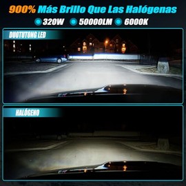 LED H11 H8 H9 para Faros Auto, 900% Brillo 50000LM 320W (Paquete de 2) | 6000K Luz Blanca, Sistema de Canbus, 6 Tubos de Cobre Disipan Calor, Ventilad