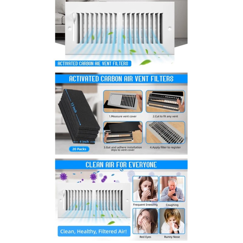 Air Vent Carbon Activated Air Vent Filters 4x12 - 2