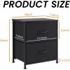 JHK 2Pcs Black Nightstand End Table with 2 Fabric Drawers