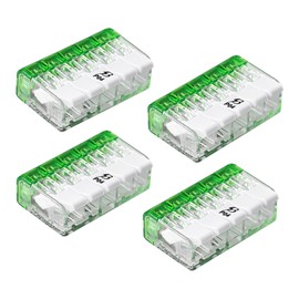 BELEKS 5 Conductor Splicing Wire Connector with Levers, AWG 12-24 Transparent Body, 5 Port Electrical Lever Nuts - Pack of 25