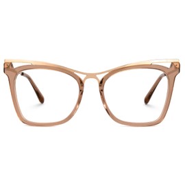 Zeelool Chic Oversized Cat Eye Blue Light Blocking Glasses Metal Eyewear for Women Kaedra ZJGX520498-02 Champagne