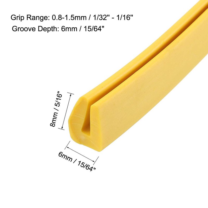 uxcell Edge Trim U Seal Yellow Rubber Plastic U Channel