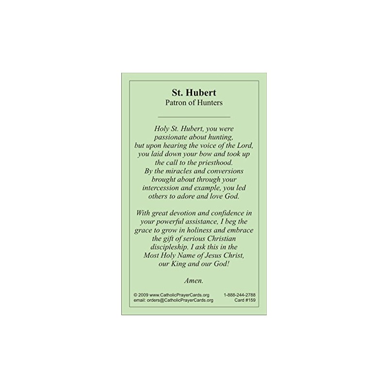 St. Hubert, patron saint of hunters, prayer card (3-pack)