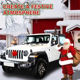 Narremcoy Christmas Reindeer Antler for Cars - Cute Car Rudolph Nose & Antlers Kit - Christmas Roofs Tops Decorations for SUV Van Truck - Auto Holiday Accessories