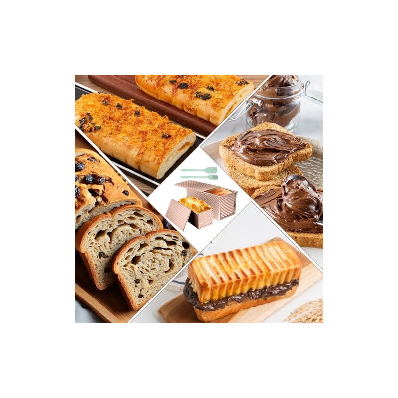 Bread Baking Mould with Lid, Rectangular Rose Gold, Toast Bread