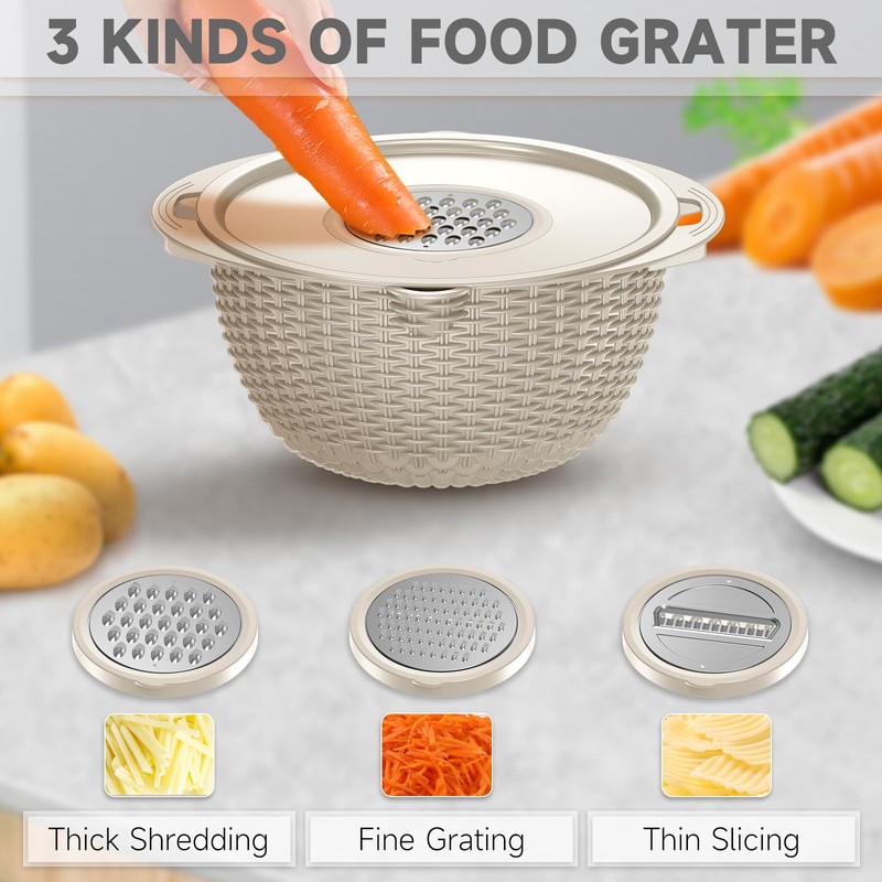 4-1 Colander with Bowl Set - Rotatable Colander Bowl with