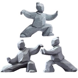 FlamingoCasa Tai Chi Statue Set of 3, Yin Yang Figurine for Home Decor, Meditation Zen Sculpture, Feng Shui Gift, Handcrafted Sandstone Artwork for Office Bookshelf Desktop Decor (Style c)