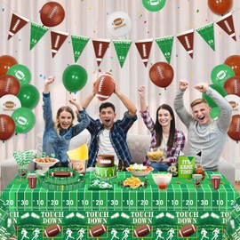 102 Pcs Football Birthday Party Decorations Football Party Supplies Tailgate Party Decor Sports Game Tableware Set - Football Theme Plates, Sports Banner, Touchdown Tablecloth, Cups, Napkins Serves 20