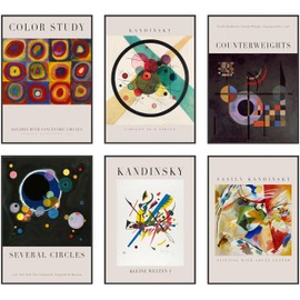 Hambient Poster Set, Living Room Decoration, Bedroom, Room - Wall Decoration, Wall Pictures - 4 Aesthetic Pictures 21 x 30 cm without Picture Frame (Arte Astratti Kandinsky)