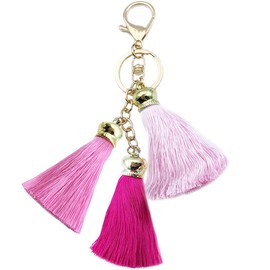 Unpafcxddyig Tassel Keychain Boho Pom Pom Colorful Silk Key Chain Pendant Car Bag Charm,style r