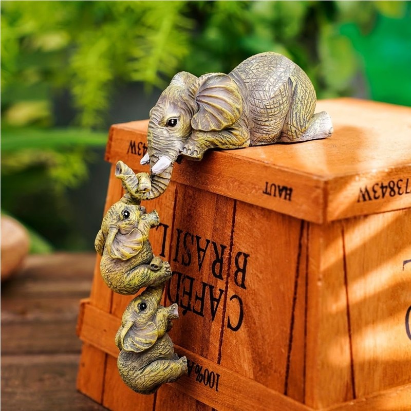 OVKGL Three Elephants Resin Garden Ornaments Elephant Elephant Small Elephant