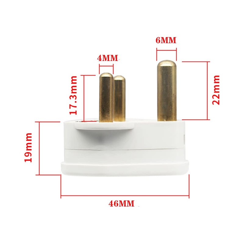 2Pcs 5 Amp Round Pin Plug Lamp,Round 3 Pin Plugs