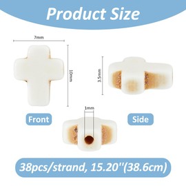 SUPERFINDINGS 114 Stück Türkisfarbene Kreuzperlen Christliche Perlen Weiße Edelstein Kreuzperle Religiöse Kreuzstränge Lose Abstandsperlen Für Die Herstellung von Halsketten Und Schmuck