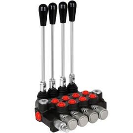 Hydraulic Flow Control Valve, 4 Spool 11 GPM G Ports Hydraulic Directional Control Valves Adjustable Relief Double Acting Parallel Center Tractor Loader W/Small Tractors/Tanks Loaders Log Splitters