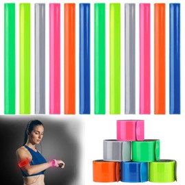 TYFYH Pack of 12 Snap Bracelets, Children's Reflective Snap Bracelets, Swatter Bracelets, Safety Band, Reflective for Children, Joggers and Cyclists (6 Colours)