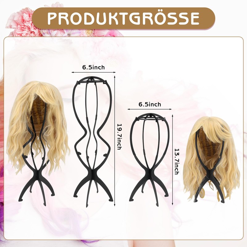 Lvefyti Pack of 2 50 cm High Wig Stands, Adjustable