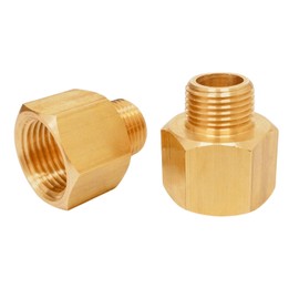 T TANYA HARDWARE Brass Fitting Reducer Adapter, 1/2 Inch NPT Female to 3/8 Inch NPT Male, Male to Female Pipe Adapter, Inch NPT Brass Pipe Extension Fittings, Pack of 2