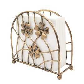 Antique Bronze Metal Floral Petals & Branches Tabletop Napkin Holder, Freestanding Tissue Dispenser